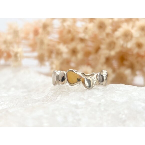 Heart Shaped Love Themed Minimalist 925 Sterling Silver Vintage Ring - sz 5.75 - Picture 6 of 8